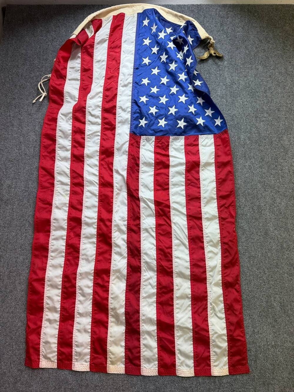 Vintage Annin & Co American Flag 4x8 Ft USA Nylon Flag Brass Eagle Finial